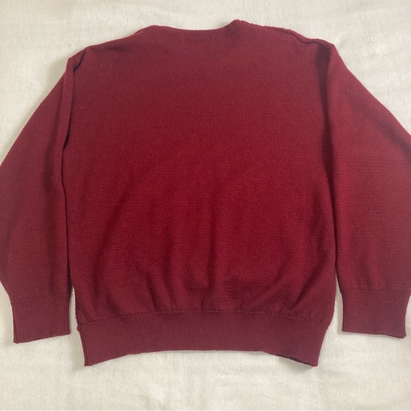 Vtg Norm Thompson Sweater Knit Grandpa Mens L Maroon Red Wool Blend  Y2K Retro - Picture 15 of 16